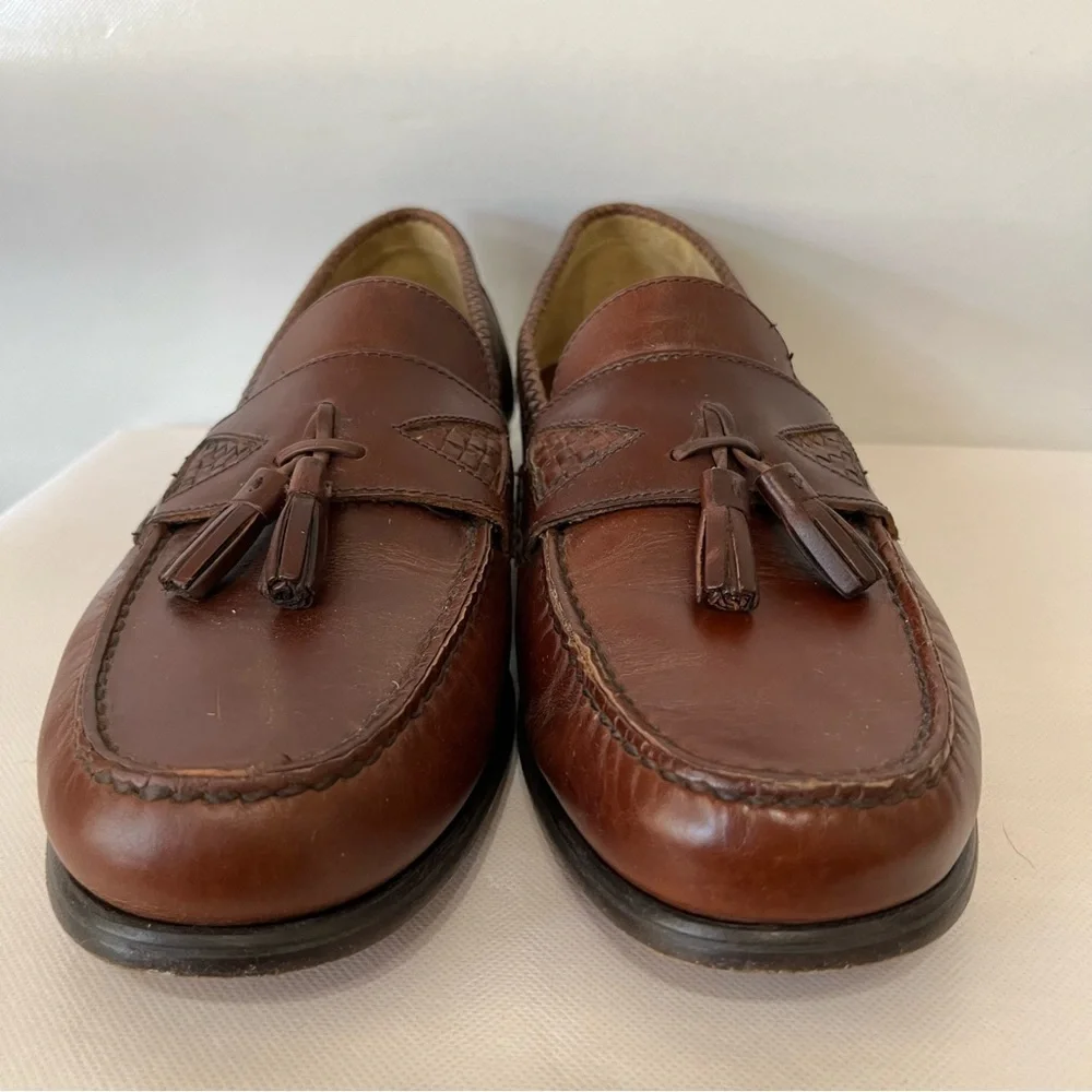 Johnston & Murphy Brown Leather Slip On Tassel Loafers READ